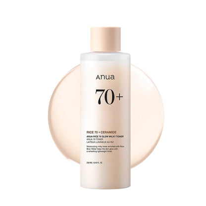ANUA 70+ Toner 250Ml - Korean Rice Bran Moisturizing Facial Essence, Suitable for Oily and Sensitive Skin, Pore Care